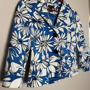 SPENSE Floral Blue and White Women's Jacket